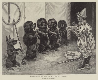 カントリーショーでのクリスマスディナー 作： Louis Wain